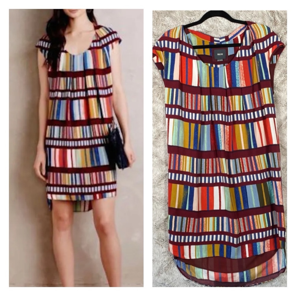 Anthropologie Maeve Au Revoir Striped Dress Sz 4